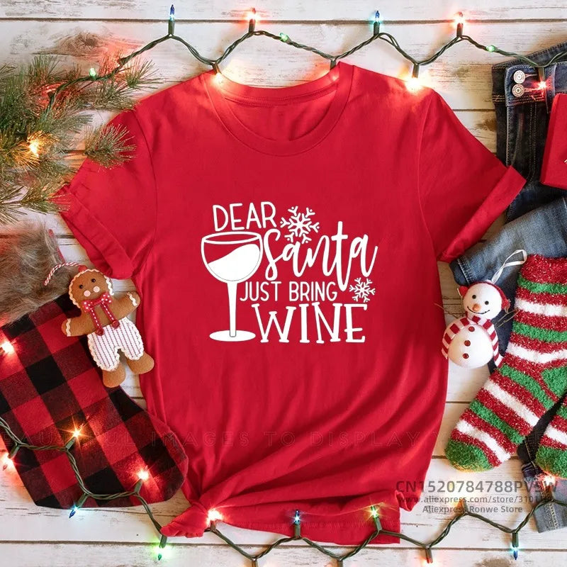 Merry Christmas Girl Red Print T-shirts XL-3XL